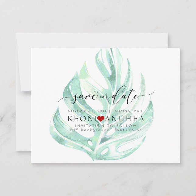 PixDezines Save Date/Greenery, Monstera Save The Date (Front)