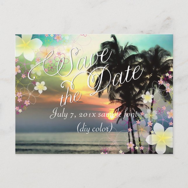 PixDezines/save date/hula dream/fantasy sunset Announcement Postcard (Front)