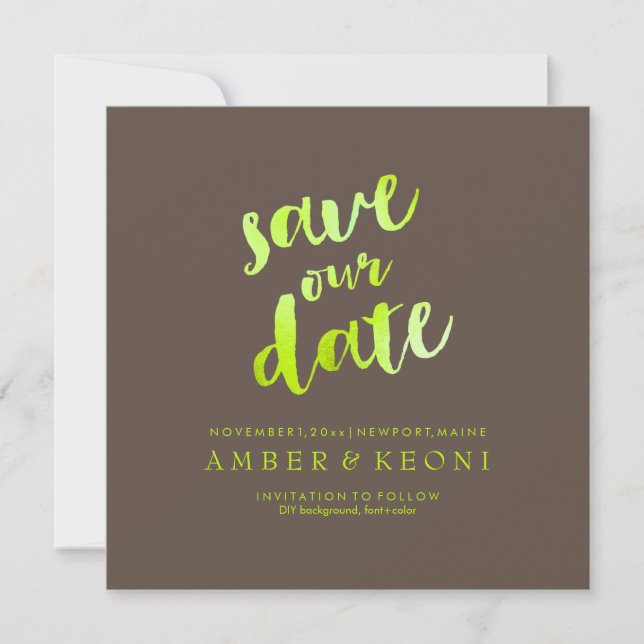 PixDezines Save Date/Lime Green/DIY Background Save The Date (Front)