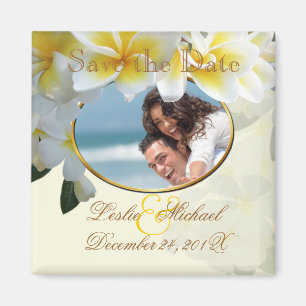 PixDezines Save Date, Plumeria Lei Magnet
