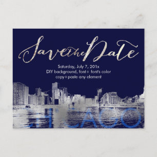 PixDezines/Save Date/Silver/Chicago Lakeshore Announcement Postcard