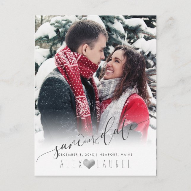 PixDezines Save our Date Calligraphy DIY Colour Postcard (Front)