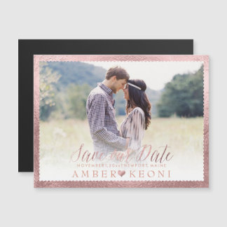 PixDezines Save Our Date/Faux Rose Gold Magnetic Invitation