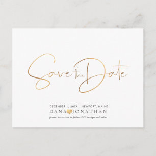 PixDezines Save the Date/Iridescent Gold Script Postcard