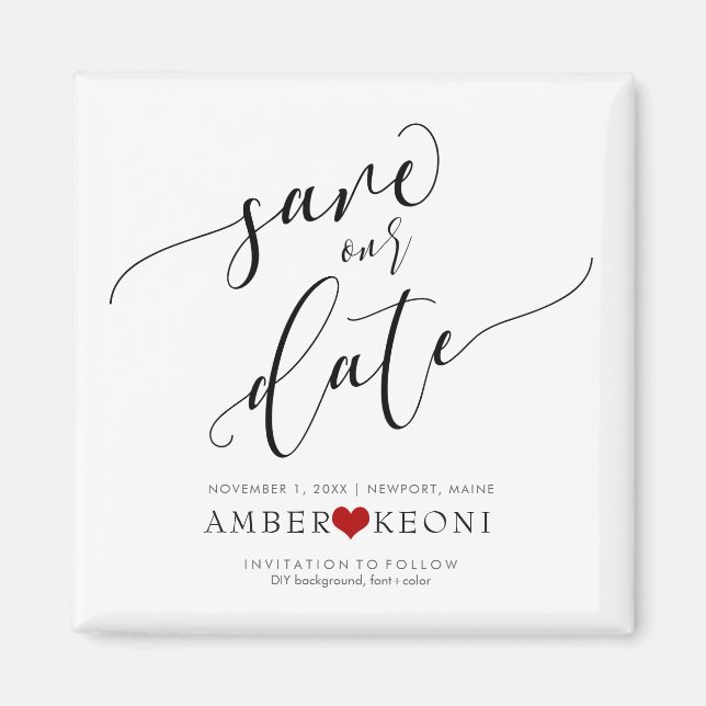 PixDezines Save the Date/Modern Calligraphy Font Magnet (Front)
