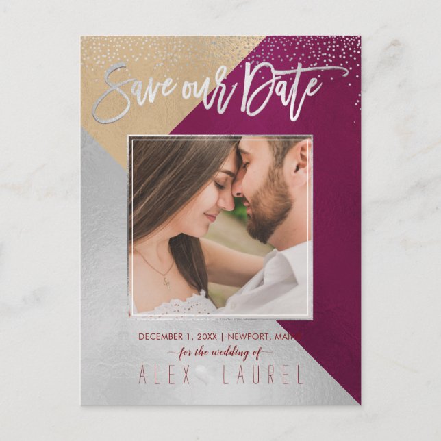 PixDezines Save the Date/Modern DIY Colours Announcement Postcard (Front)