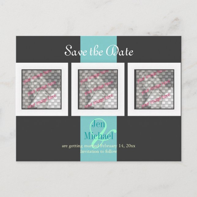 PixDezines save the date photo frames/DIY colours Announcement Postcard (Front)