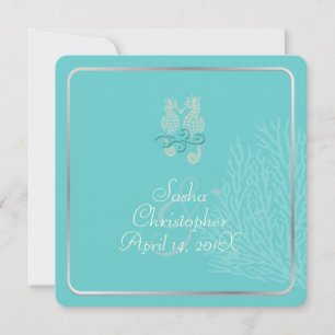 PixDezines Seahorse+coral Wedding/diy colour Invitation