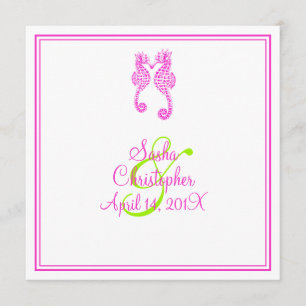 PixDezines seahorse/lime green/pink/DIY background Invitation