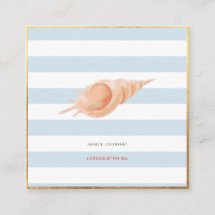 PixDezines SEASHELLS, NAUTICAL, FAUX GOLD FOIL Square Business Card
