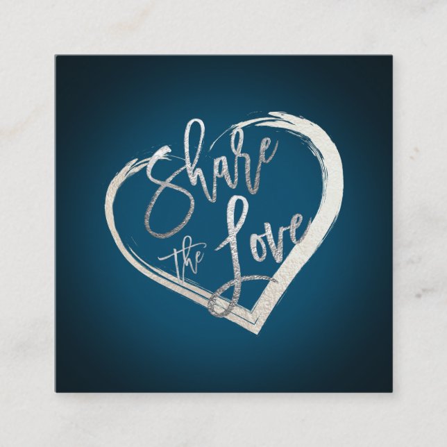 PixDezines Share the Love Faux Silver, DIY Colour Square Business Card (Front)