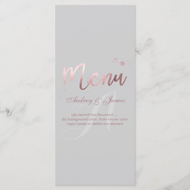 PixDezines Shine Menu/Faux Rose Gold/Fancy Script Menu (Front)