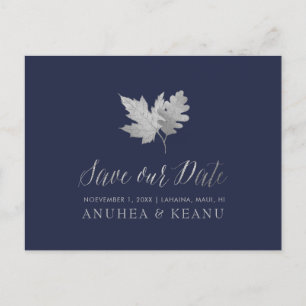 PixDezines Silver Fall Foliage/Save our Date Announcement Postcard