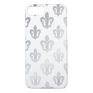 PixDezines silver fleur de lis/DIY background Case-Mate iPhone Case