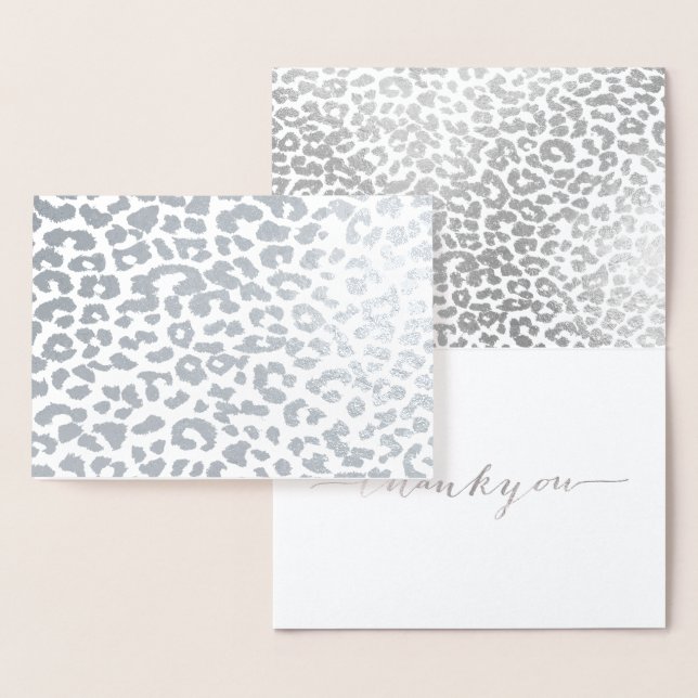 PixDezines Silver Leopard Spots Thank You Foil Card (Display)