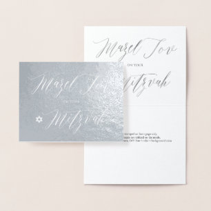 PixDezines Silver Mazel Tov Calligraphy Foil Card