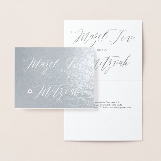 PixDezines Silver Mazel Tov Calligraphy Foil Card (Display)