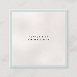 PixDezines Simple Elegant, Pearly White+Dusty Blue Square Business Card