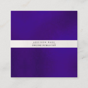 PixDezines Simple Elegant, Pearly White+Violet Square Business Card