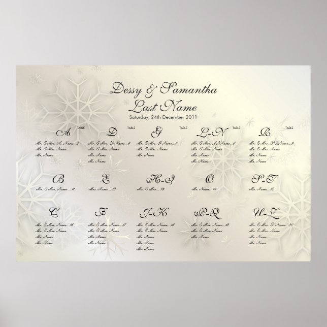 PixDezines Snowflakes, tableau de sièges par Alpha (Devant)