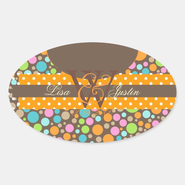 PIxDezines Sorbet Dots/DIY background colour! Oval Sticker (Front)