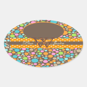 PIxDezines Sorbet Dots/DIY background colour! Oval Sticker
