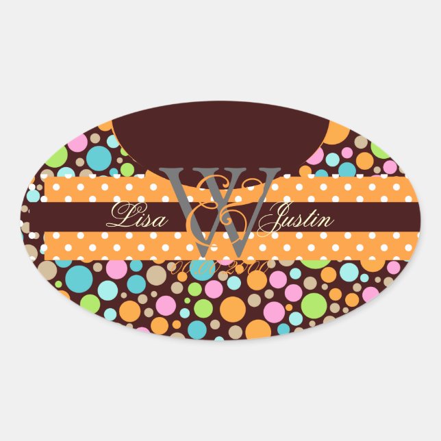 PIxDezines Sorbet Dots/DIY background colour! Oval Sticker (Front)