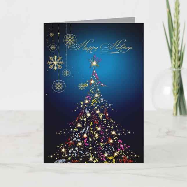 PixDezines Sparkling Christmas Tree|DIY colour... Holiday Card (Front)