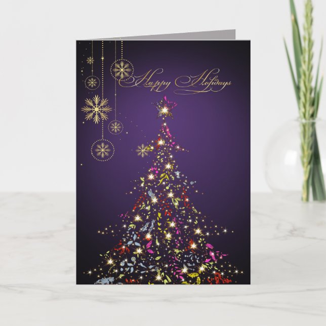 PixDezines Sparkling Christmas Tree|DIY colour... Holiday Card (Front)