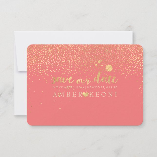 PixDezines Speckles Faux Gold/Save Date/DIY Colour Save The Date (Front)