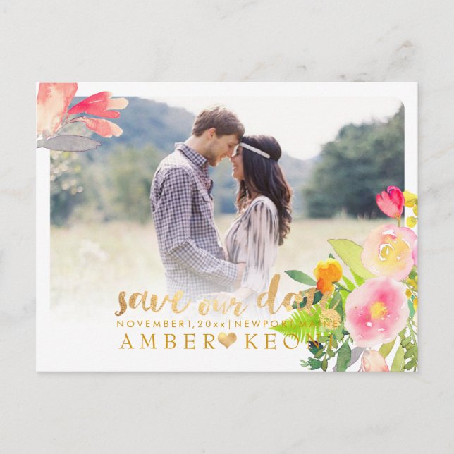 PixDezines Spring Floral Save the Date Announcement Postcard (Front)