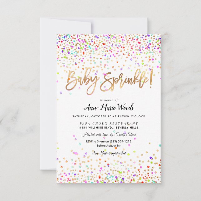 PixDezines Sprinkled Confetti Baby Sprinkle! Invitation (Front)