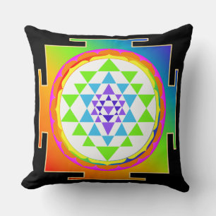 PixDezines Sri Yantra/Rainbow/DIY Background Throw Pillow