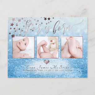 PixDezines Star is Born, Snow Bokeh Announcement Postcard