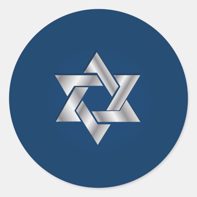 PixDezines star of david/faux silve/DIY background Classic Round Sticker (Front)