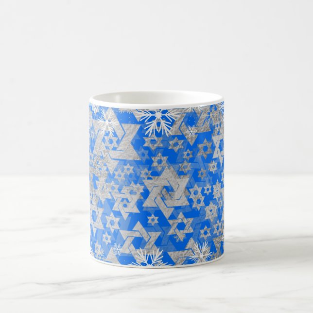 PixDezines Star of David Faux Silve DIY Background Coffee Mug (Center)