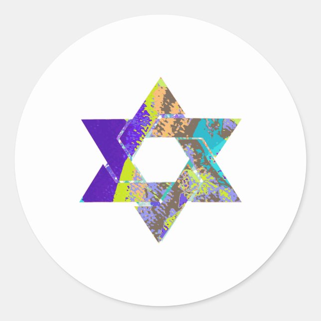 PixDezines star of david/grunge/DIY background Classic Round Sticker (Front)