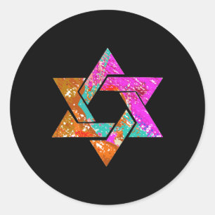 PixDezines star of david/grunge/DIY background Classic Round Sticker