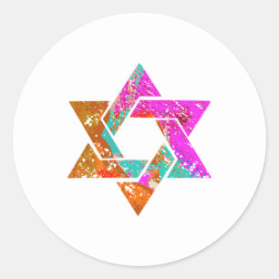 PixDezines star of david/grunge/DIY background Classic Round Sticker