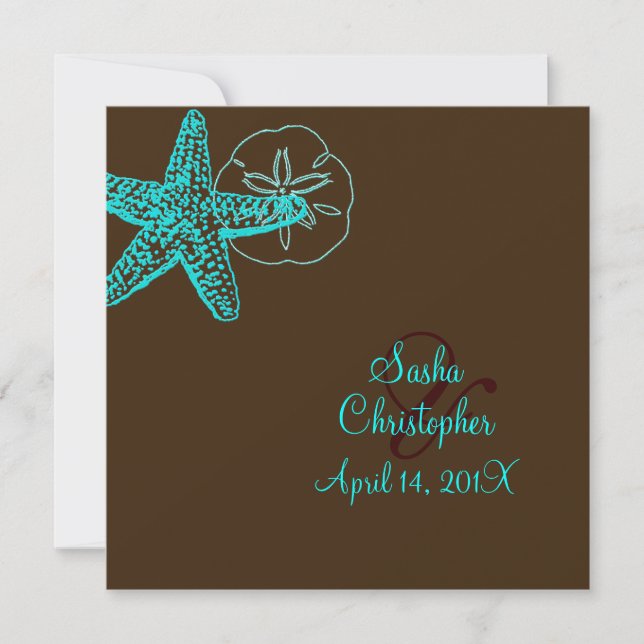 PixDezines Starfish/Beach Wedding/DIY colour! Invitation (Front)