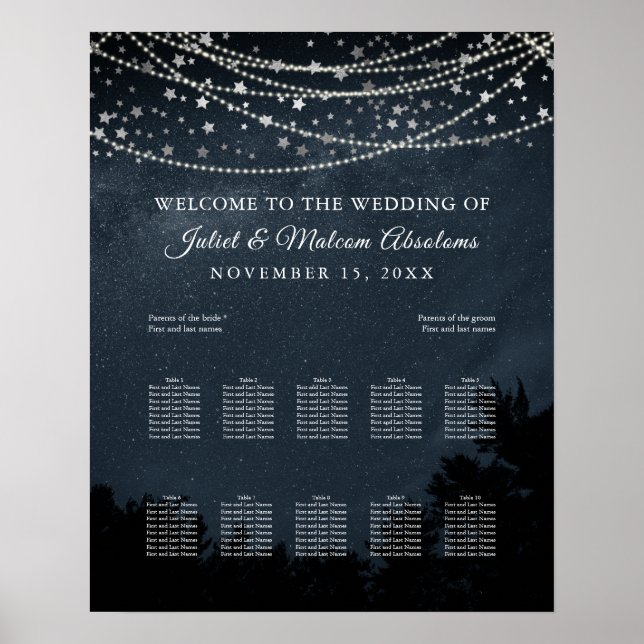 PixDezines Stars+Light Strings Seating Chart (Front)