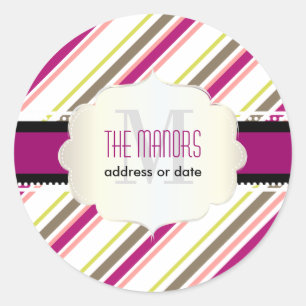 PixDezines stripes/Christmas/DIY colours Classic Round Sticker