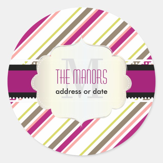 PixDezines stripes/Christmas/DIY colours Classic Round Sticker (Front)