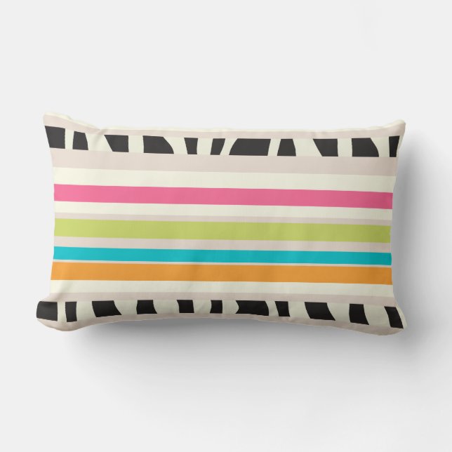 PixDezines stripes/DIY colour Lumbar Pillow (Front)