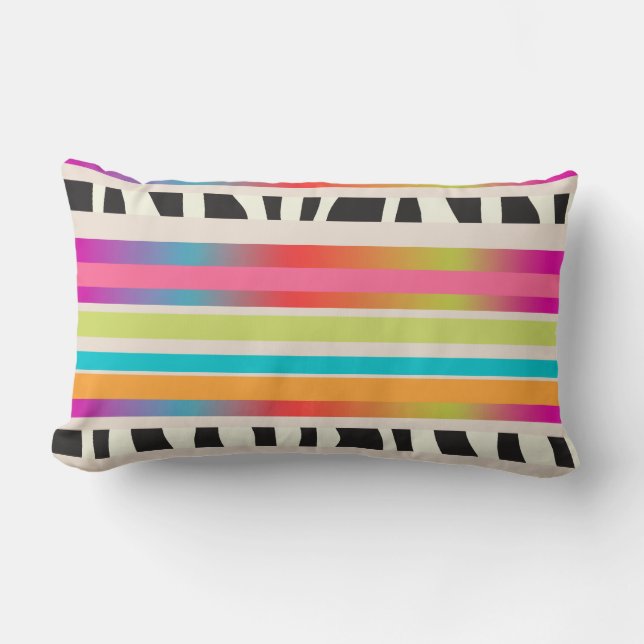 PixDezines stripes/DIY colour Lumbar Pillow (Front)