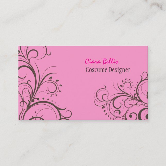 PixDezines Stylish Pearl Swirls Business Card (Front)