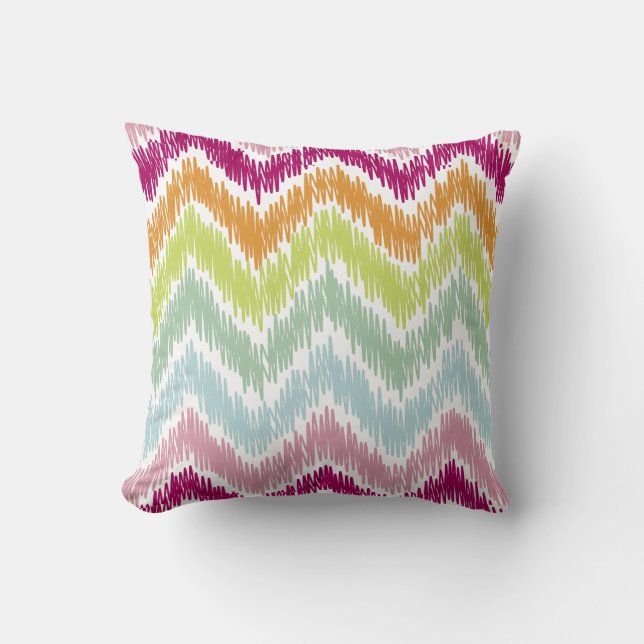 PixDezines summer ikat chevron pattern Throw Pillow (Front)