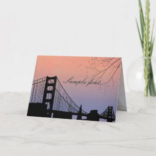 PixDezines sunset at golden gate/wedding thank you Card