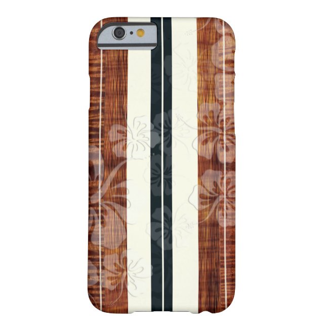 PixDezines Surf Board/Hibiscus/Faux Koa Case-Mate iPhone Case (Back)
