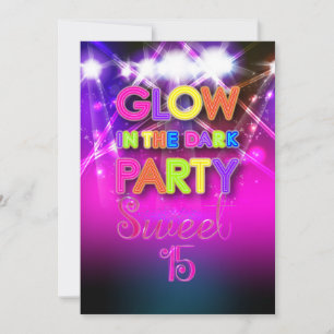 PixDezines Sweet 15, Glow in the Dark Invitation
